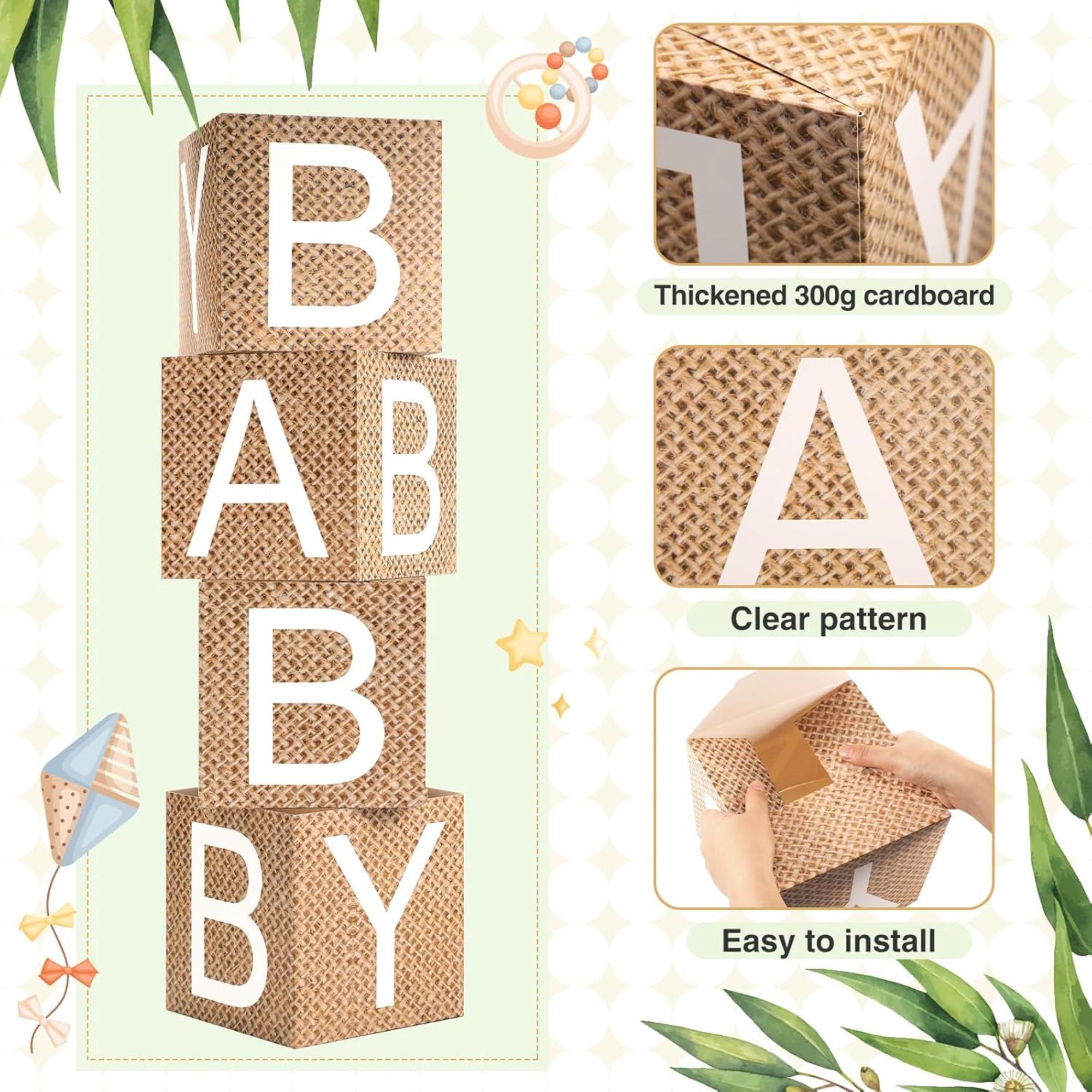 Burlap Baby Shower Centerpieces Set of 6 Rustic Flower Box Decor