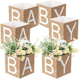 Burlap Baby Shower Centerpieces Set of 6 Rustic Flower Box Decor