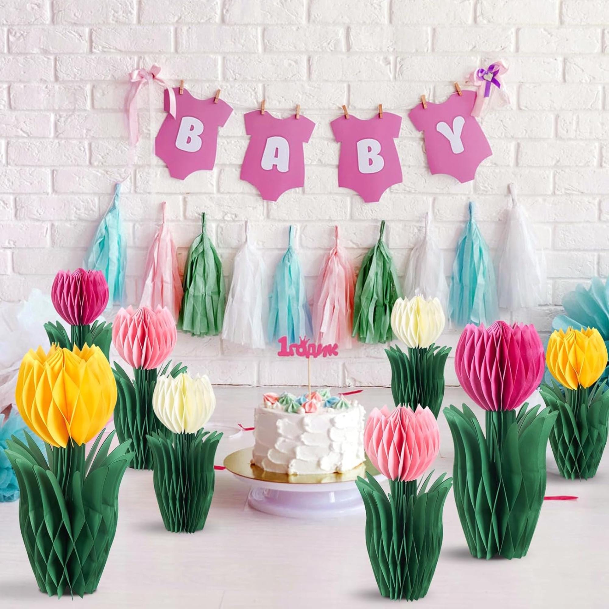 Tulip Honeycomb Centerpieces Set of 8 Spring Table Decor Home Office