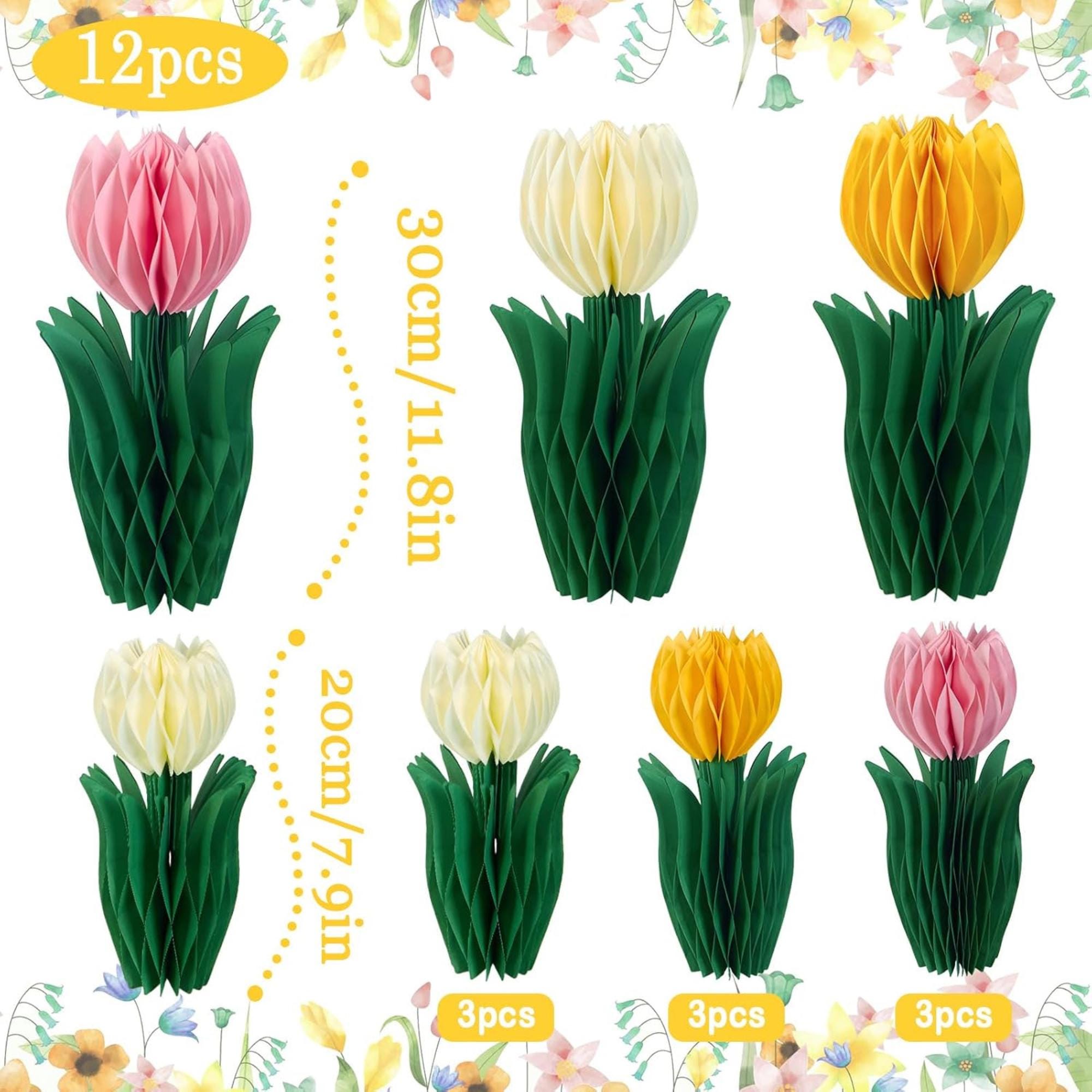 Tulip Honeycomb Centerpieces Set of 12 Spring Table Decor Party