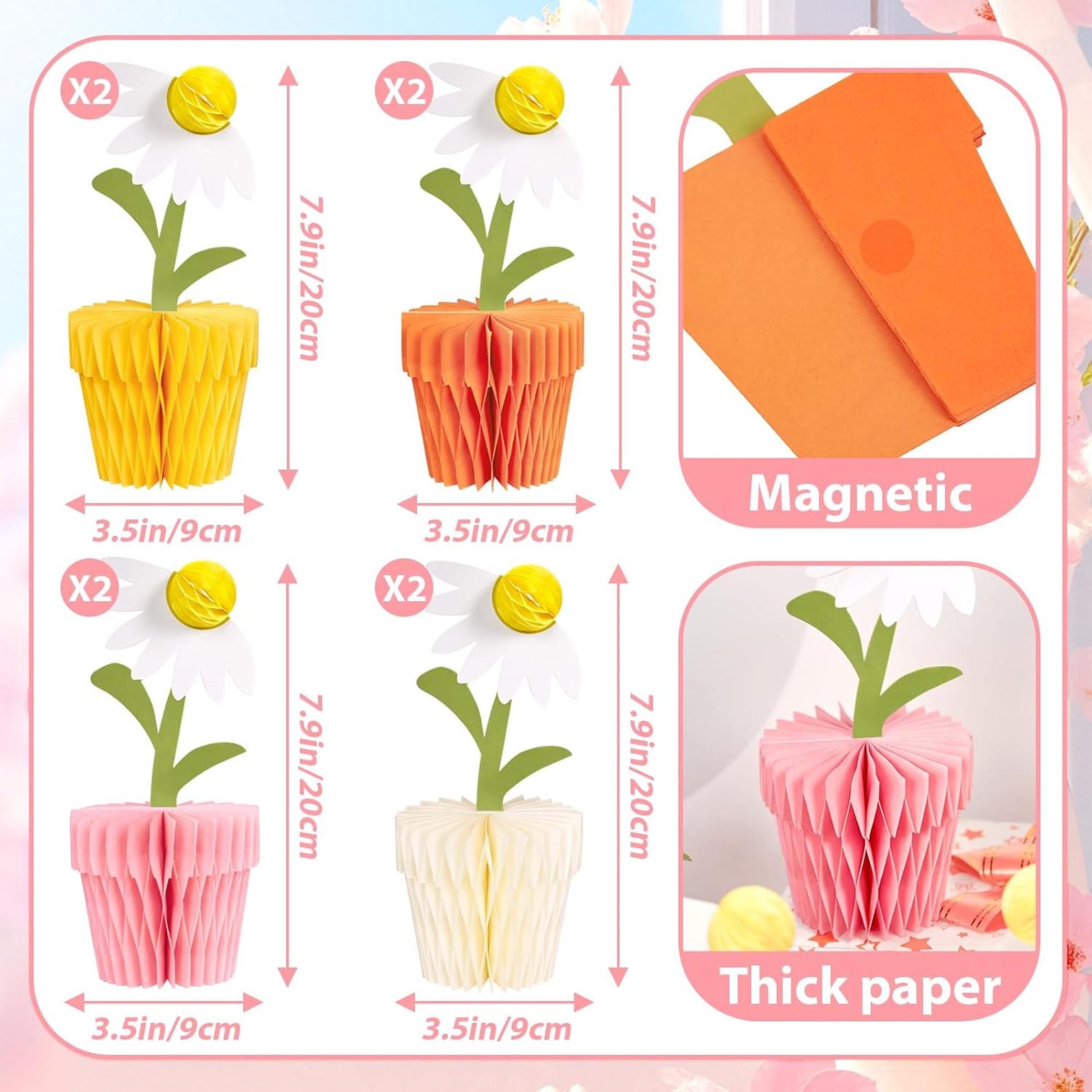 Daisy Honeycomb Centerpieces Set of 8 Orange Yellow Spring Table Decor