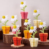 Daisy Honeycomb Centerpieces Set of 8 Orange Yellow Spring Table Decor