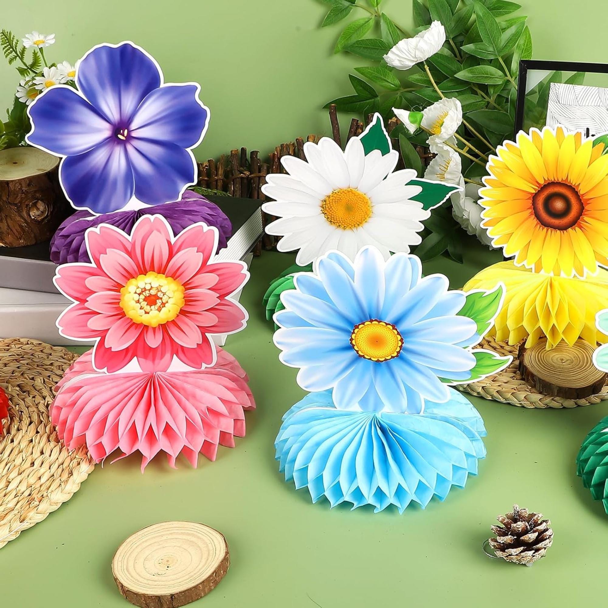 Spring Flower Honeycomb Centerpieces Set of 9 Table Party Decor