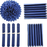 Navy Blue Tissue Pom Poms Set of 18 Party Decoration Paper Flowers