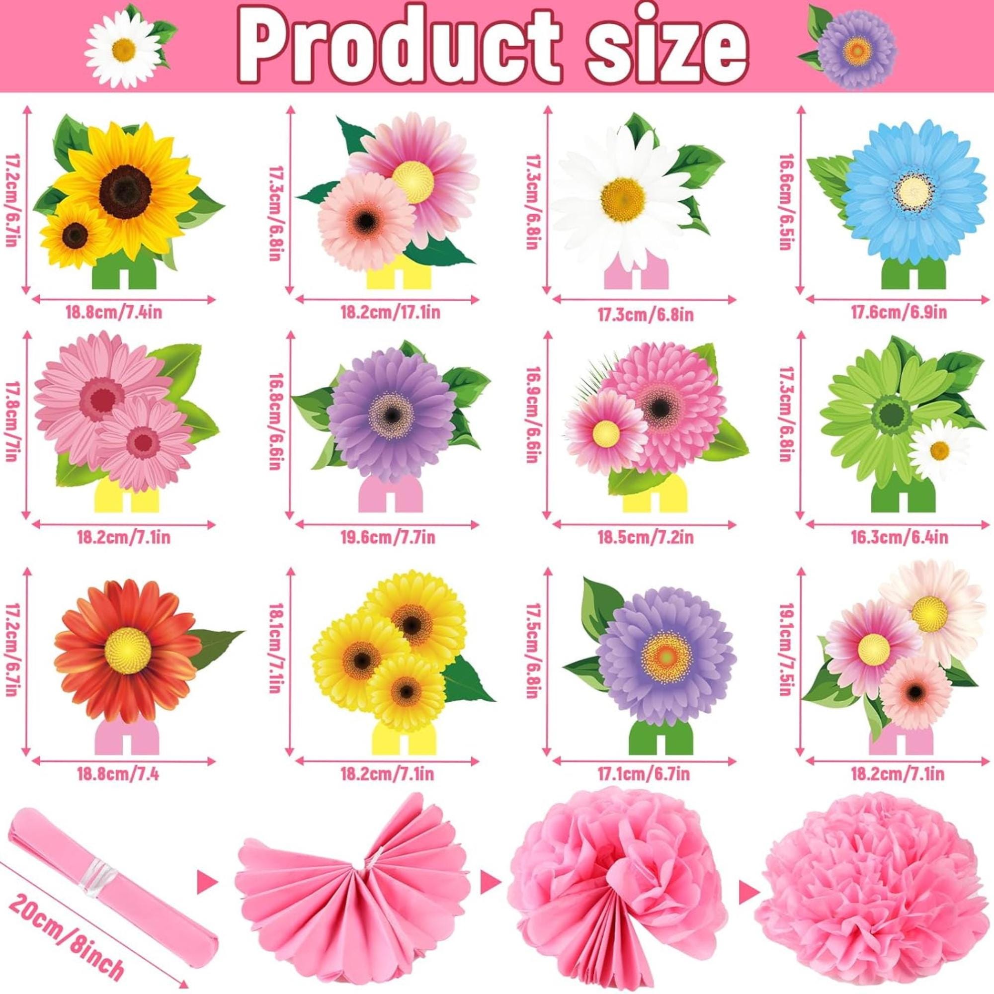 Sunflower Honeycomb Centerpieces Set of 12 Spring Daisy Table Decor