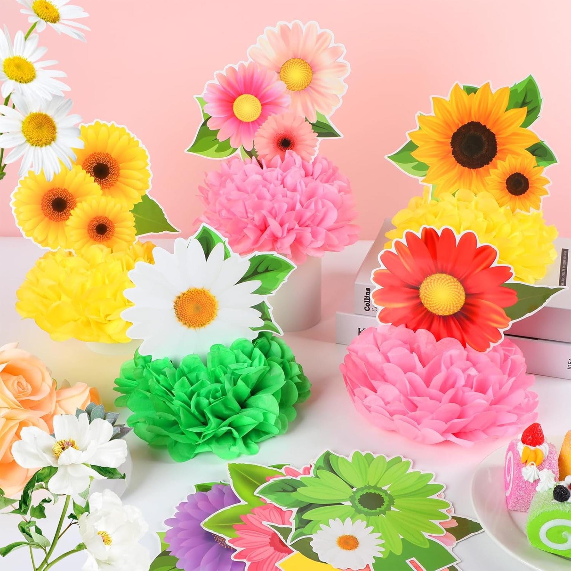 Sunflower Honeycomb Centerpieces Set of 12 Spring Daisy Table Decor