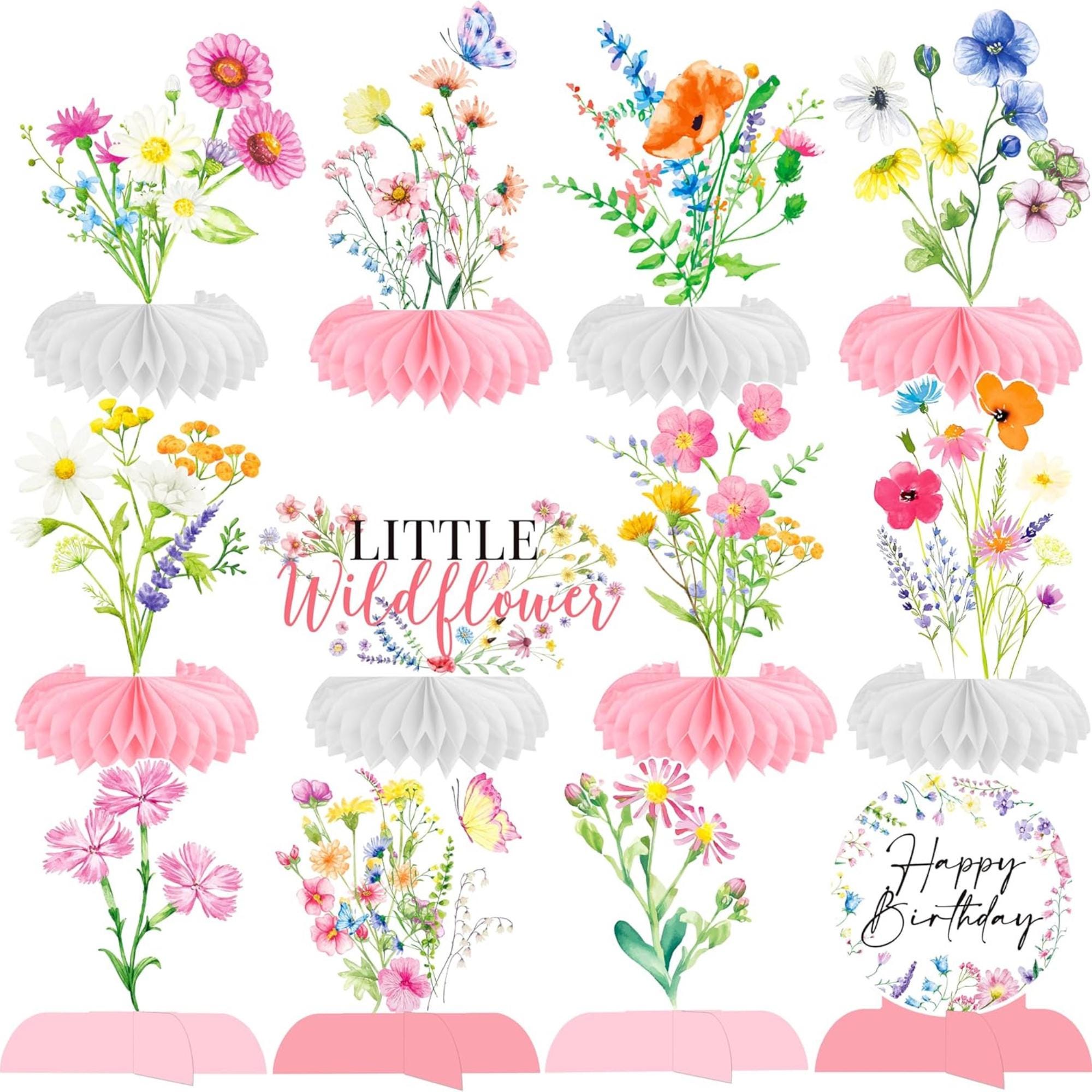 Wildflower Honeycomb Centerpieces Set of 12 Spring Table Party Decor