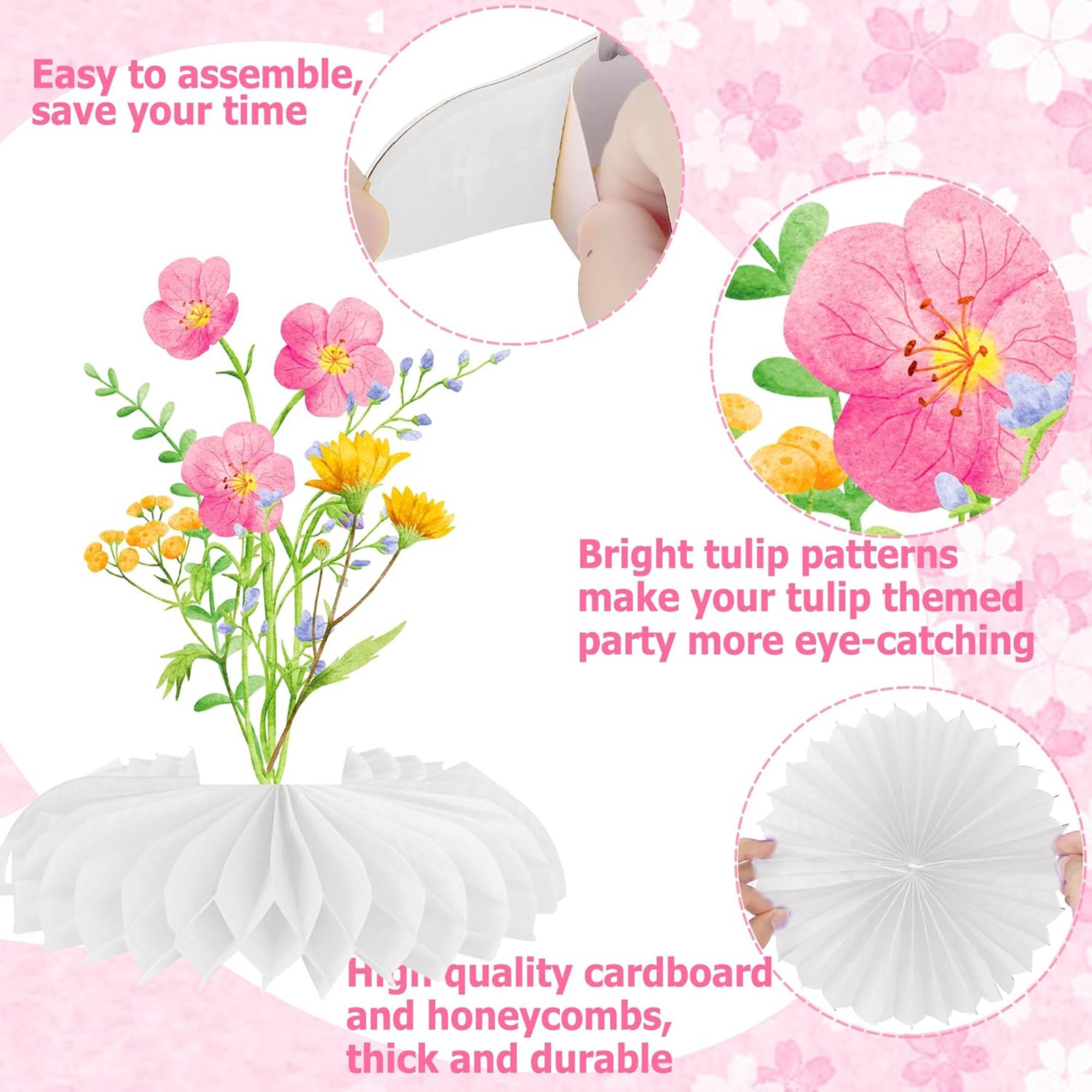 Wildflower Honeycomb Centerpieces Set of 12 Spring Table Party Decor