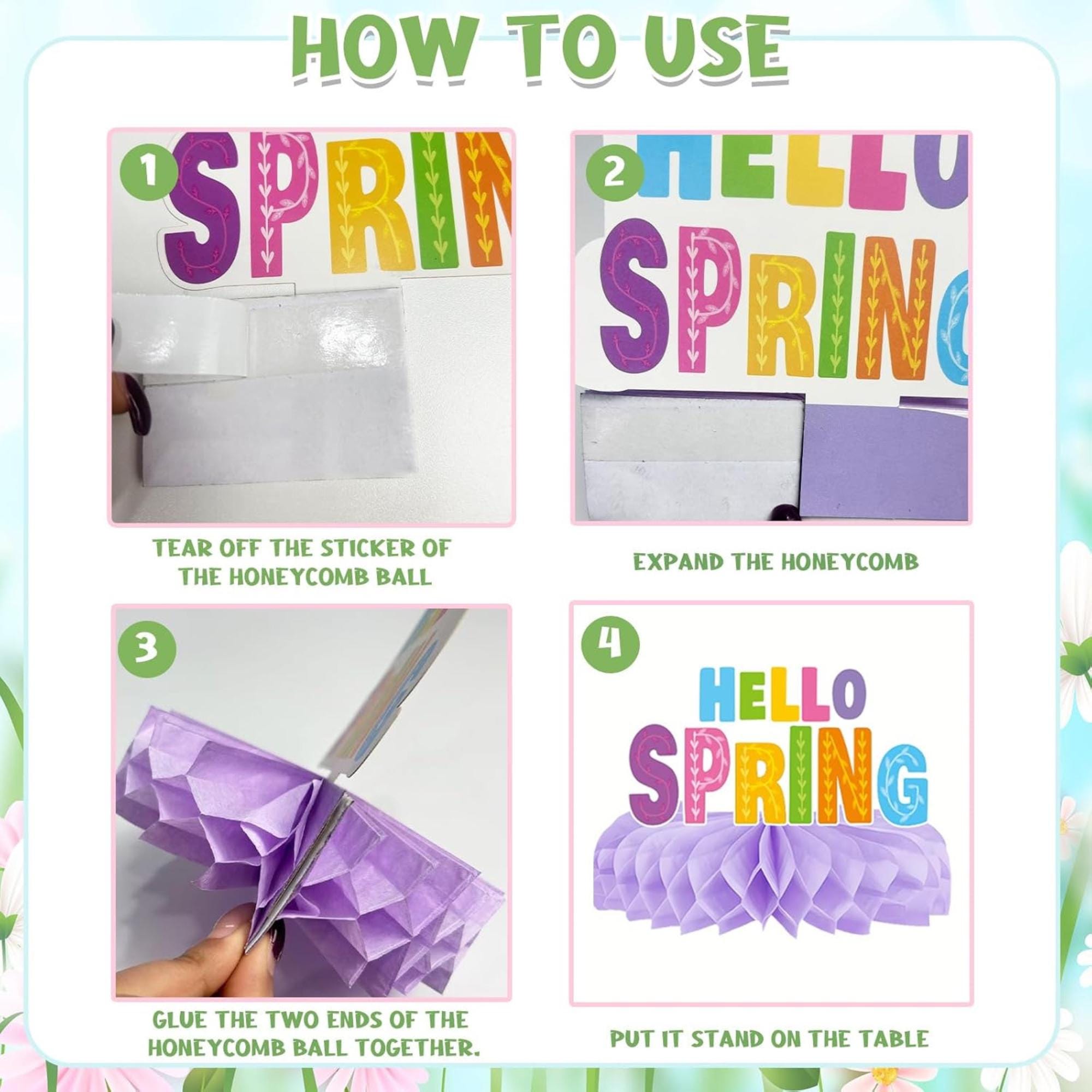Spring Honeycomb Centerpieces Set of 10 Floral Table Party Decor