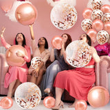 36 Inch Rose Gold Confetti Balloons, 21 Pack Oversized Party Decorations