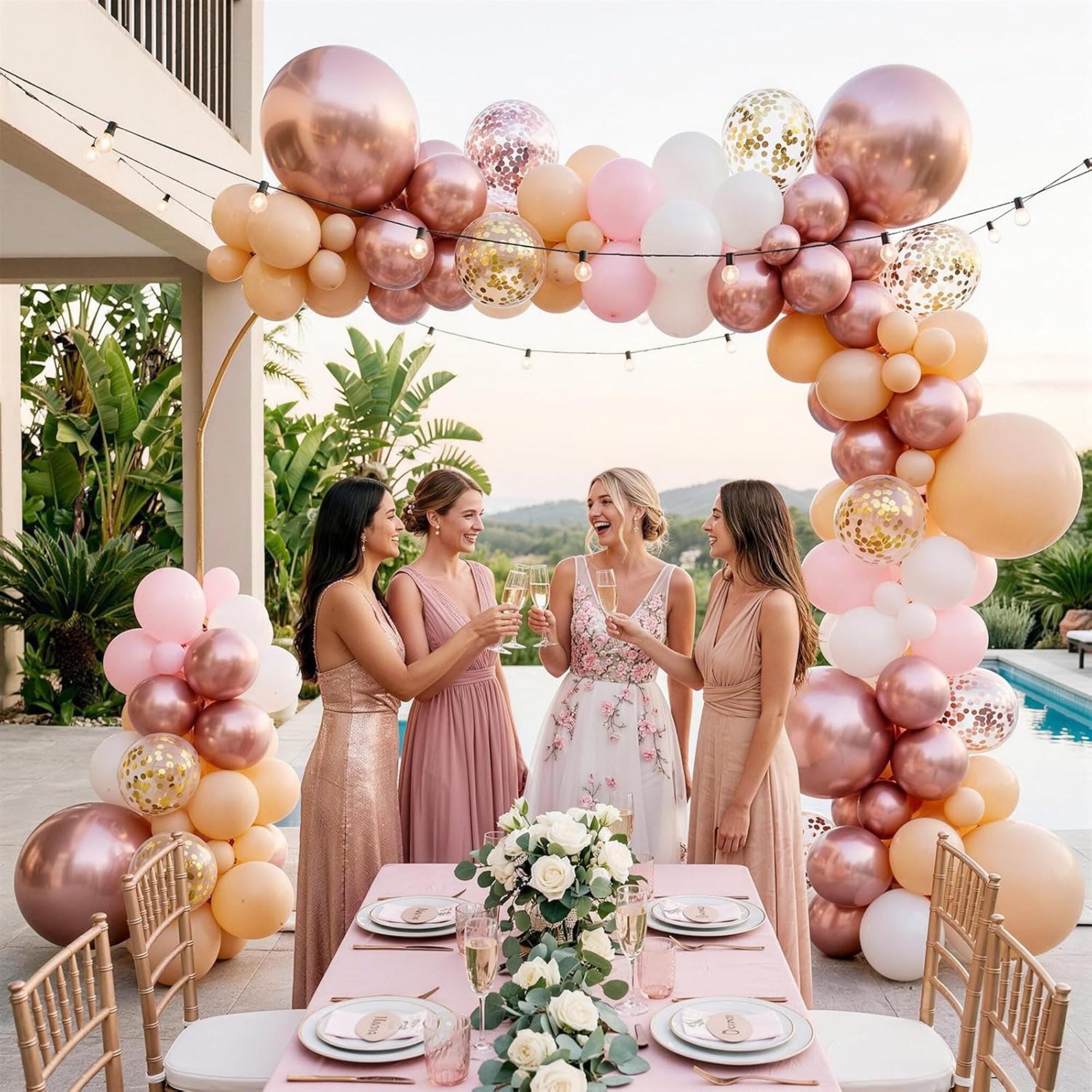 Rose Gold Balloon Arch Kit, Pink White Gold Garland, Party Decor