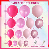 Hot Pink Rose Gold Balloon Arch Garland Kit, Princess Party Decorations
