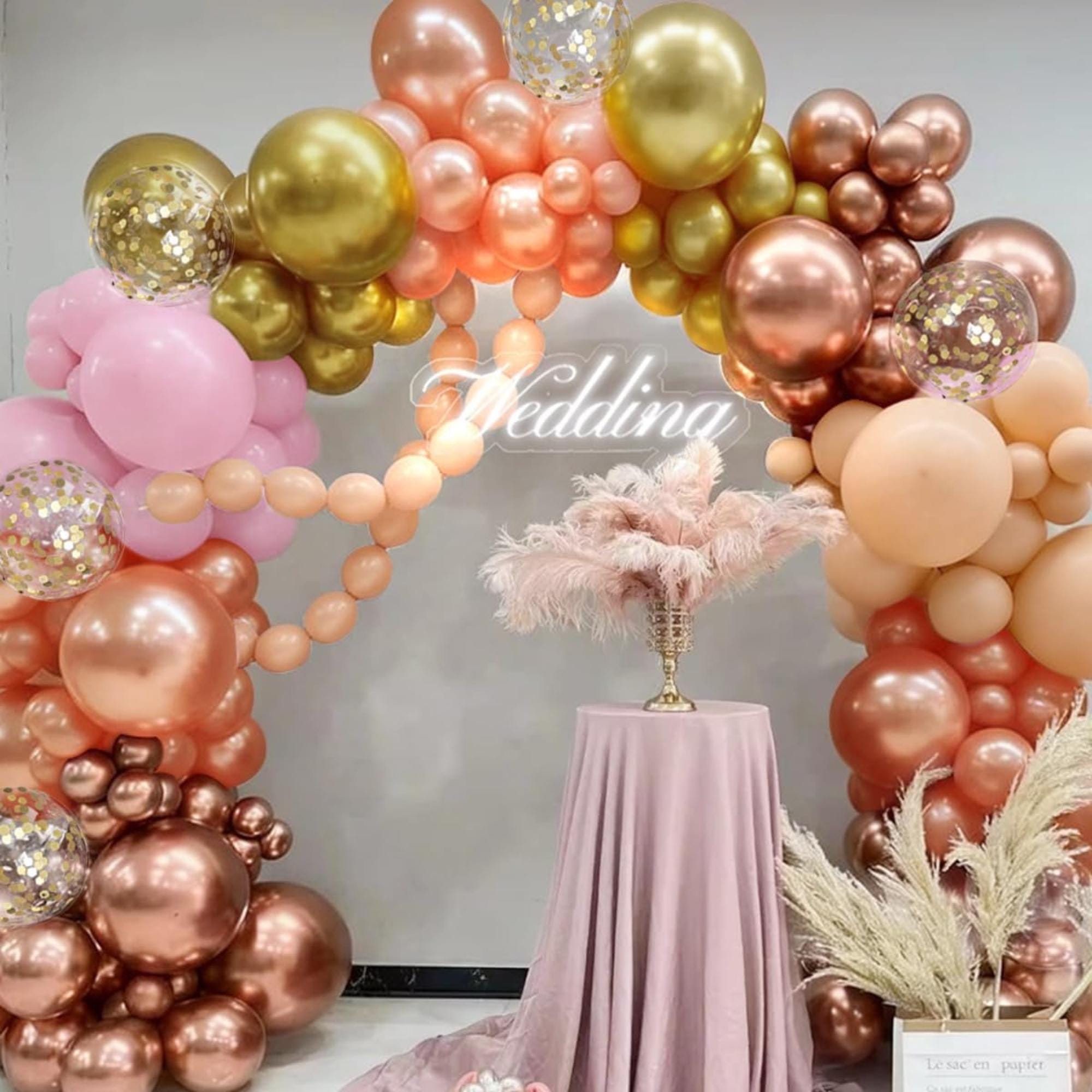 Metallic Balloon Arch Kit, Rose Gold Pink Gold Party Garland Decorations