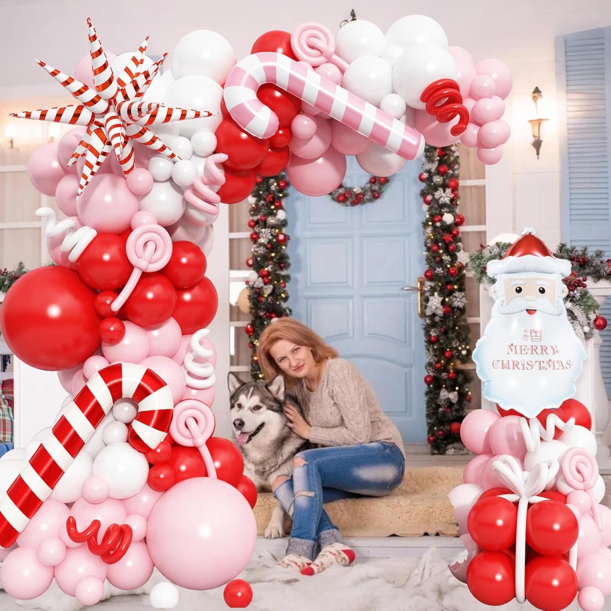 Red Pink White Balloon Arch Garland Kit, Heart Foil Balloons, Romantic Party Decorations