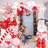 Red Pink White Balloon Arch Garland Kit, Heart Foil Balloons, Romantic Party Decorations