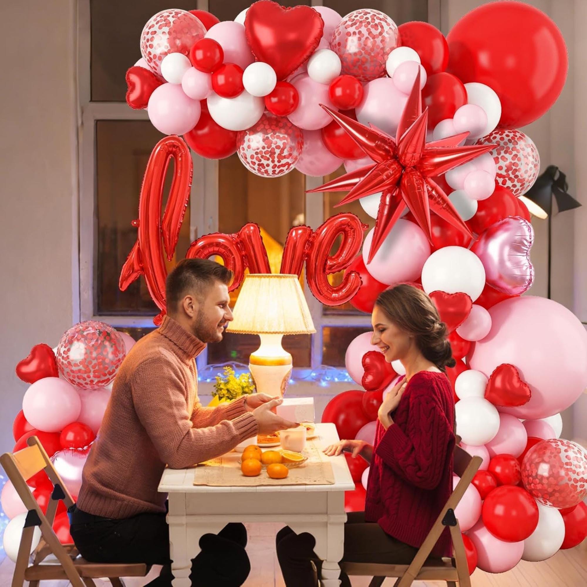 Red Balloon Arch Kit, Hearts, Stars, LOVE Letters, Mother's Day Party Decorations