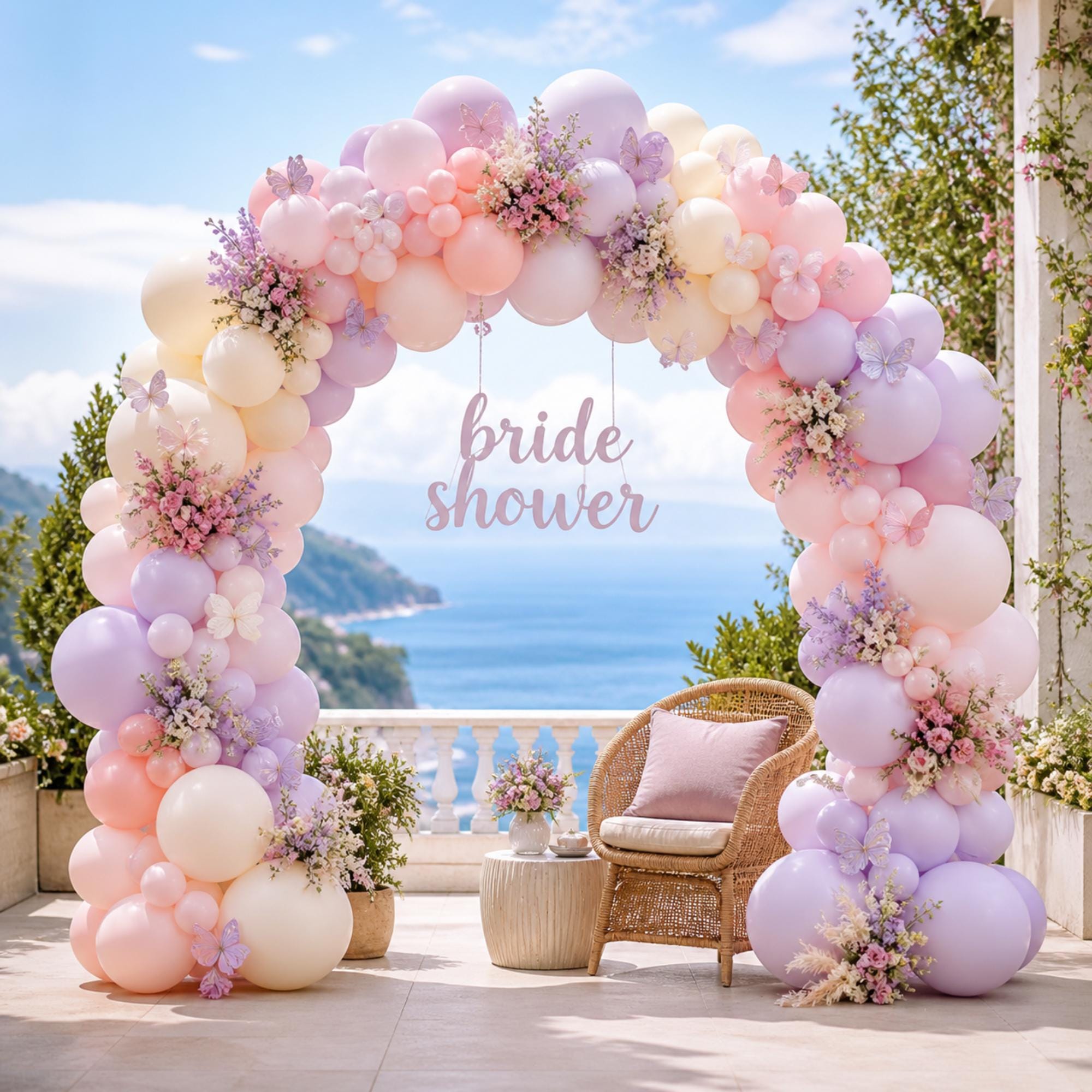 Pastel Balloon Arch Kit, Lavender Lilac Ivory Garland, Double Stuffed Balloons, Bridal Shower Decor