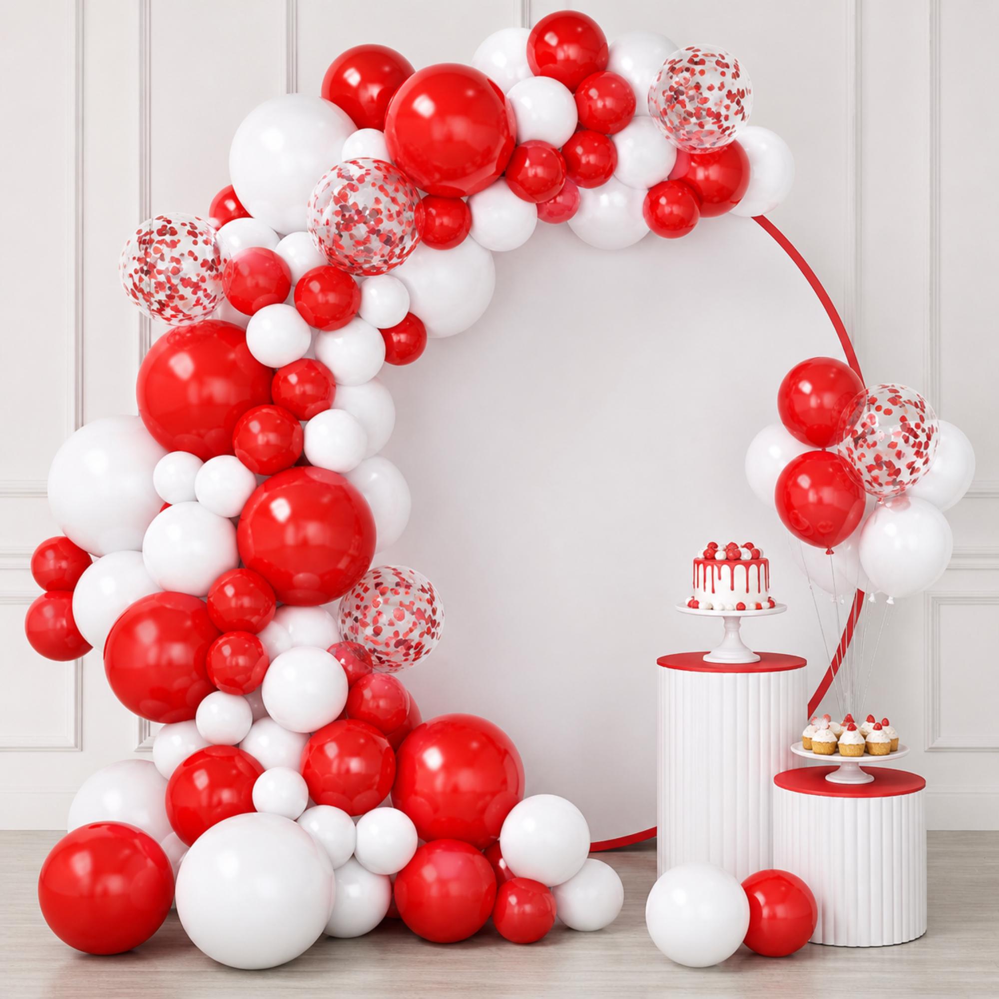Red White Balloon Arch Kit, Mixed Size Garland Party Decor