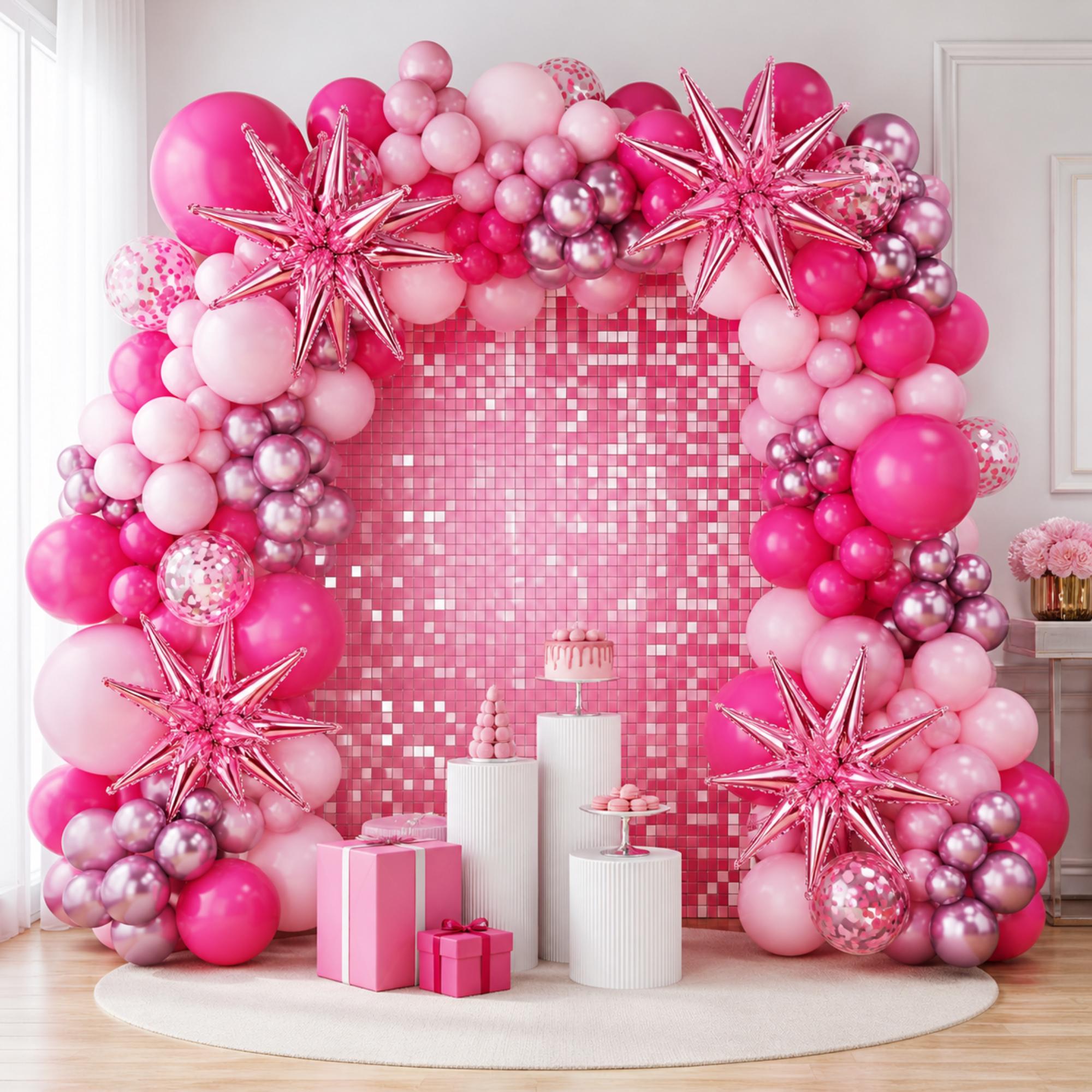 Pink Balloon Arch Kit, Star Balloons, Graduation, Birthday, Mother's Day Party Decorations