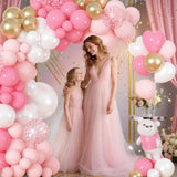 Pastel Pink Gold Heart Balloon Arch Garland Kit, Birthday Wedding Party Decor