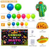 148PCS Fiesta Balloon Arch Kit Cinco De Mayo Backdrop Taco Cactus Party Decor