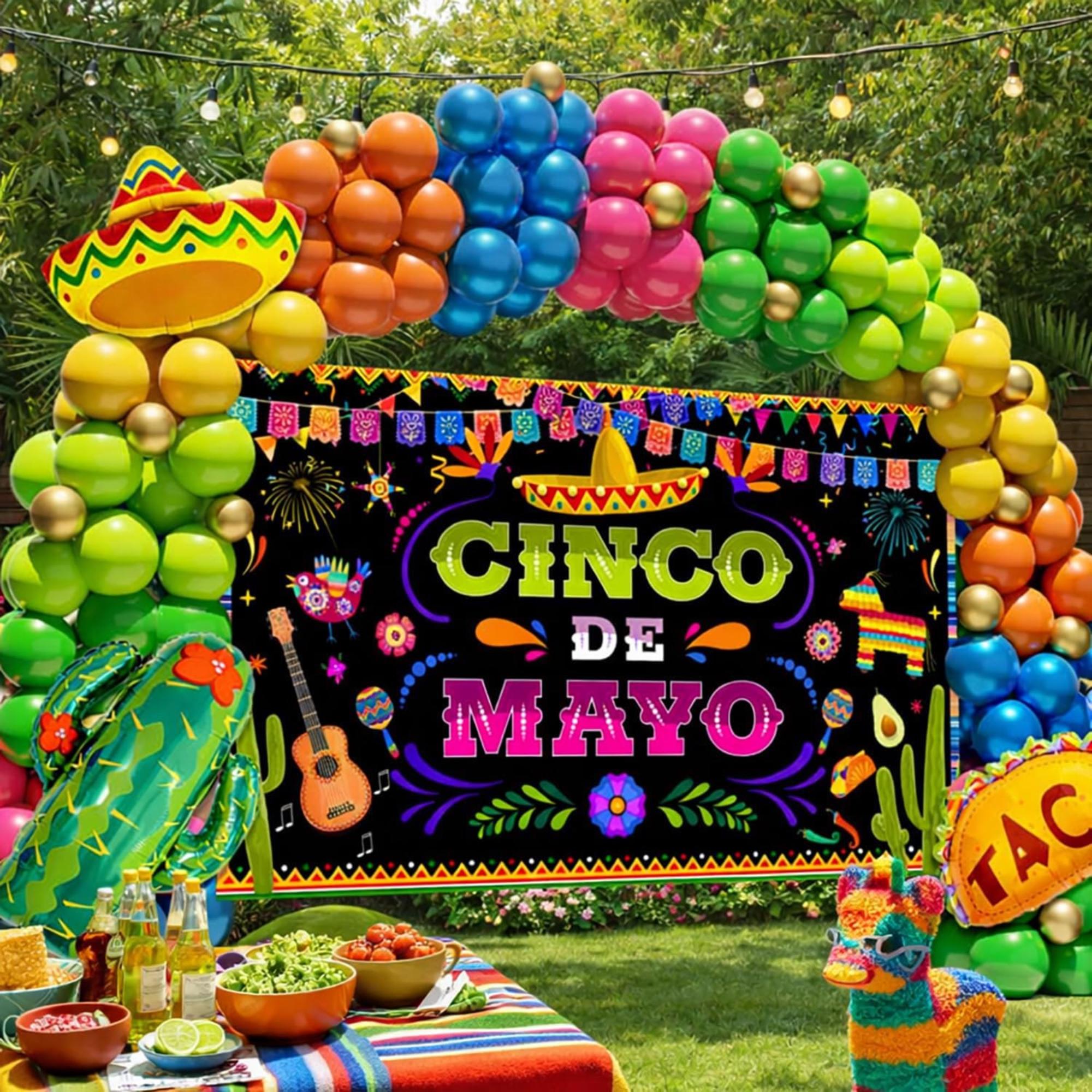 148PCS Fiesta Balloon Arch Kit Cinco De Mayo Backdrop Taco Cactus Party Decor