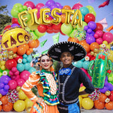 154PCS Fiesta Balloon Arch Kit Cinco De Mayo Taco Cactus Llama Party Decor Set