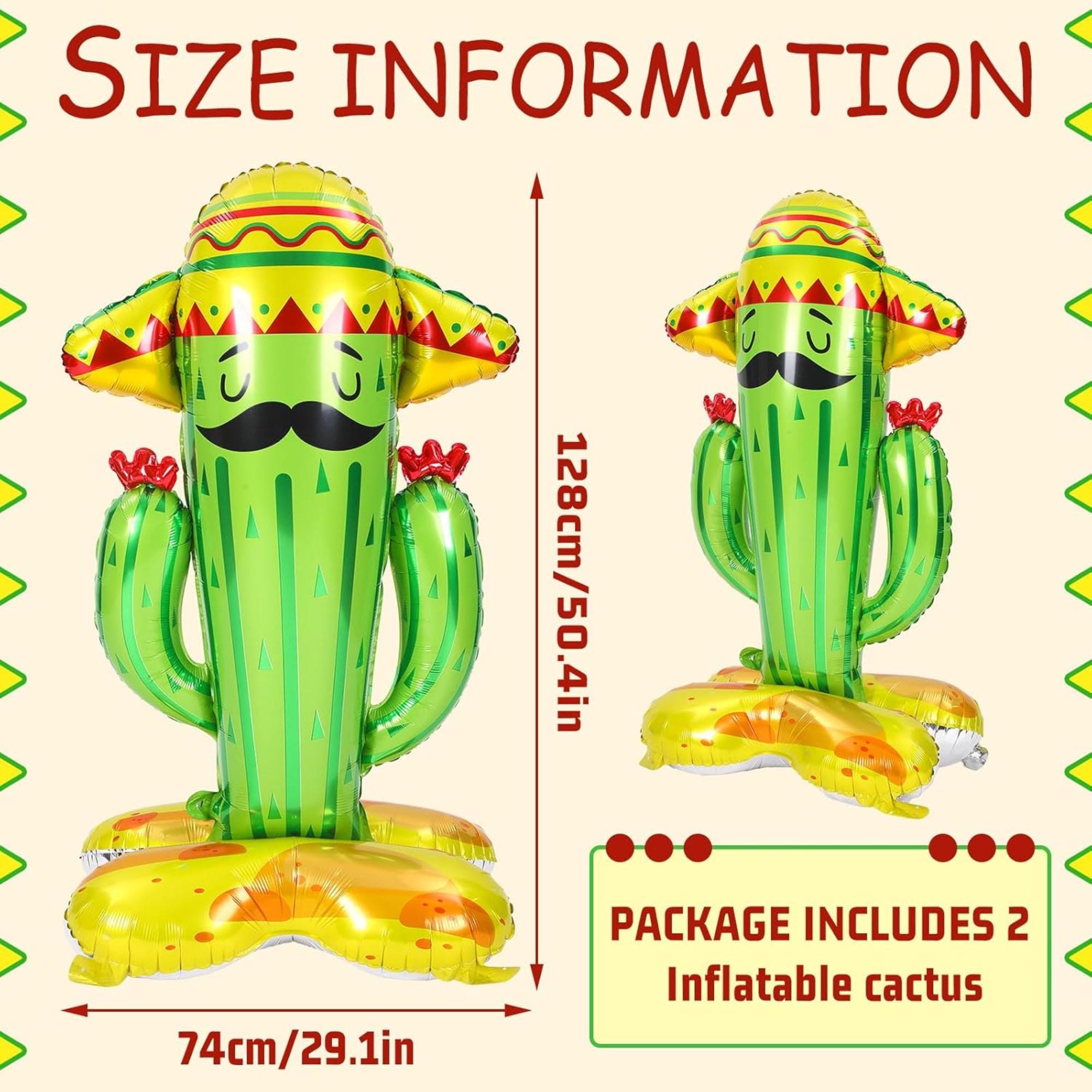 2 Pack 50" Inflatable Cactus Toys Cinco De Mayo Fiesta Party Decoration Props