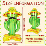 2 Pack 50" Inflatable Cactus Toys Cinco De Mayo Fiesta Party Decoration Props