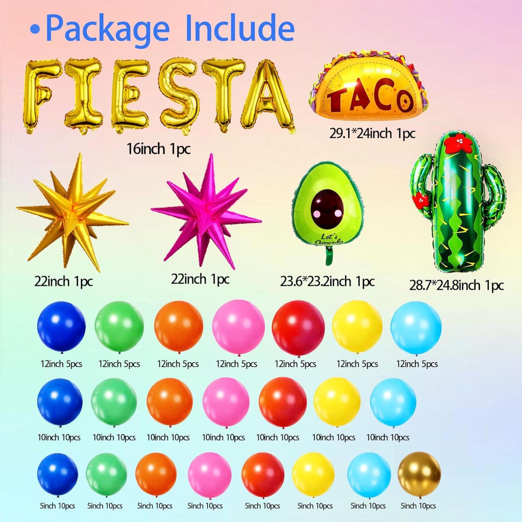 Fiesta Balloon Arch Kit Mexican Taco Cactus Avocado Party Garland Decor Set