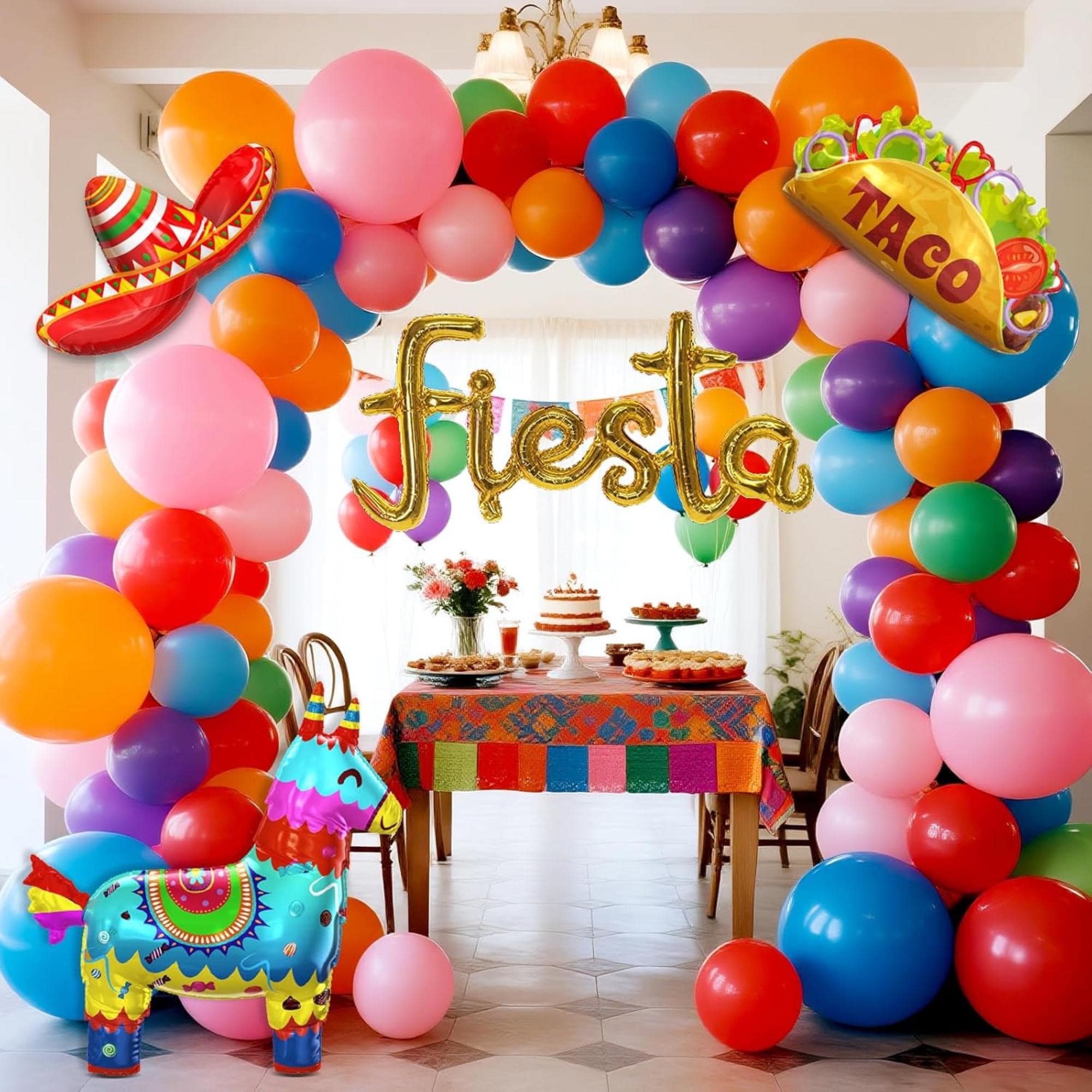 Cinco De Mayo Fiesta Balloon Arch Kit Llama Taco Sombrero Rainbow Party Decor