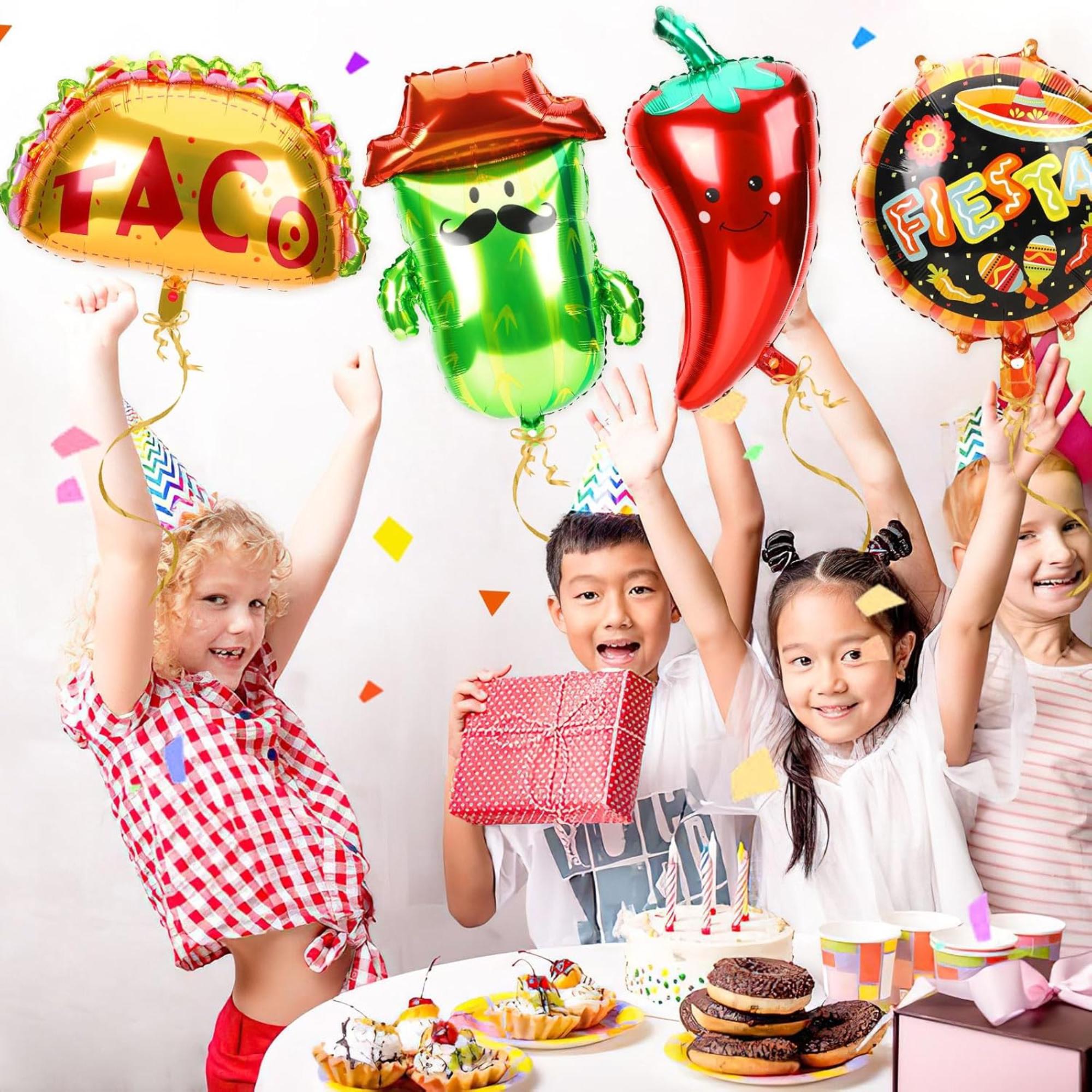 16Pcs Fiesta Foil Balloons Cactus Taco Avocado Cinco De Mayo Party Decor Set