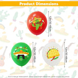 18Pcs Fiesta Latex Balloons 12 Inch Taco Cactus Sombrero Cinco De Mayo Set