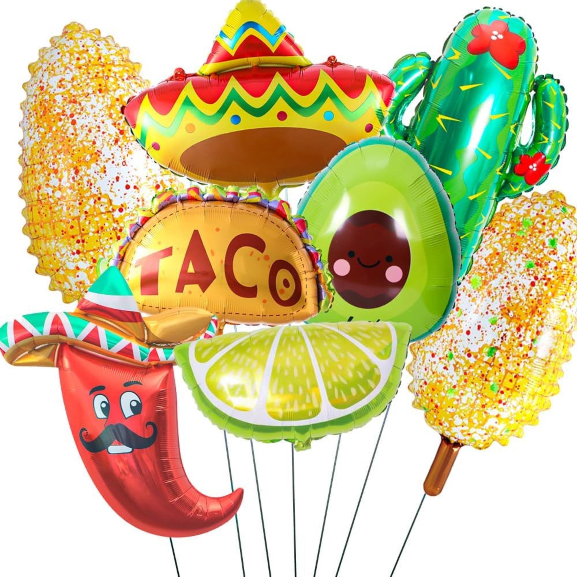 Fiesta Foil Balloon Set Taco Avocado Chili Cactus Corn Cinco De Mayo Party