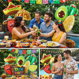 Fiesta Foil Balloon Set Taco Avocado Chili Cactus Corn Cinco De Mayo Party