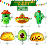 22Pcs Taco Fiesta Balloons Cinco De Mayo Cactus Party Decorations Set Kit