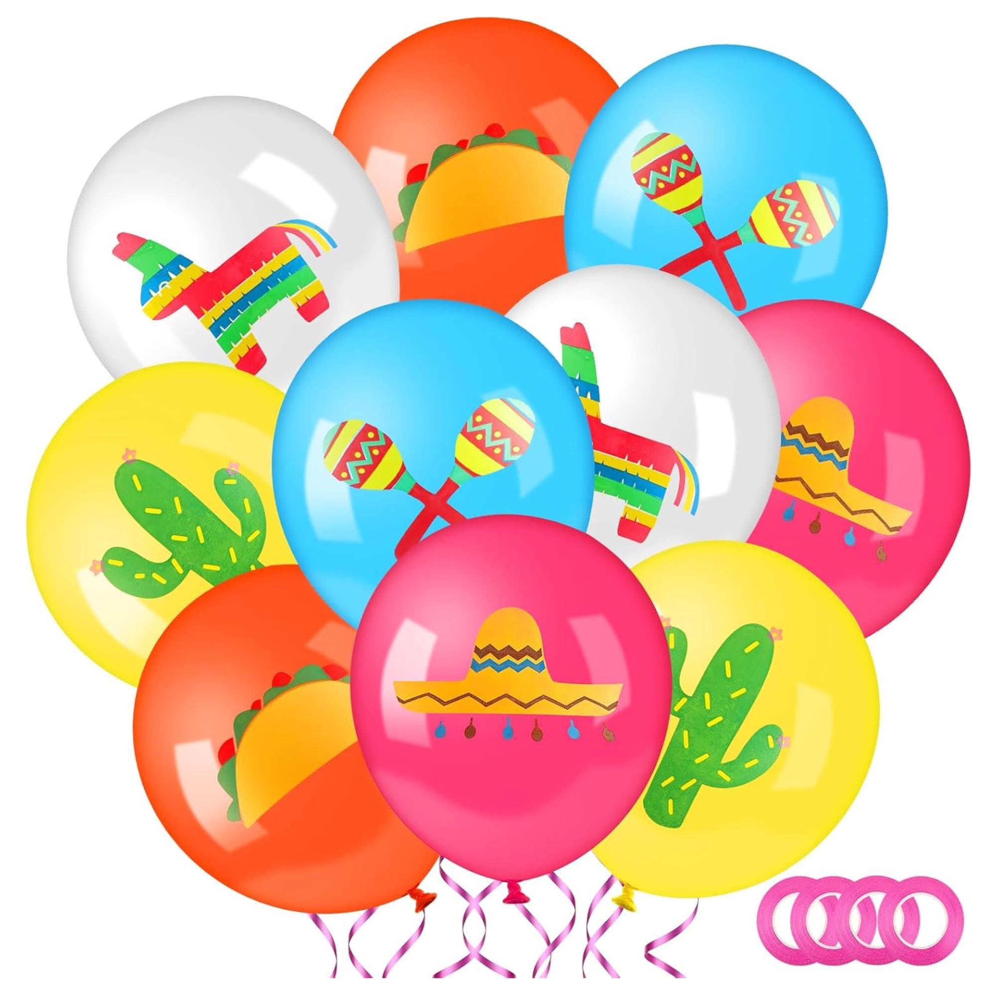 100Pcs Fiesta Latex Balloons Multi Color Cinco De Mayo Mexican Party Decor