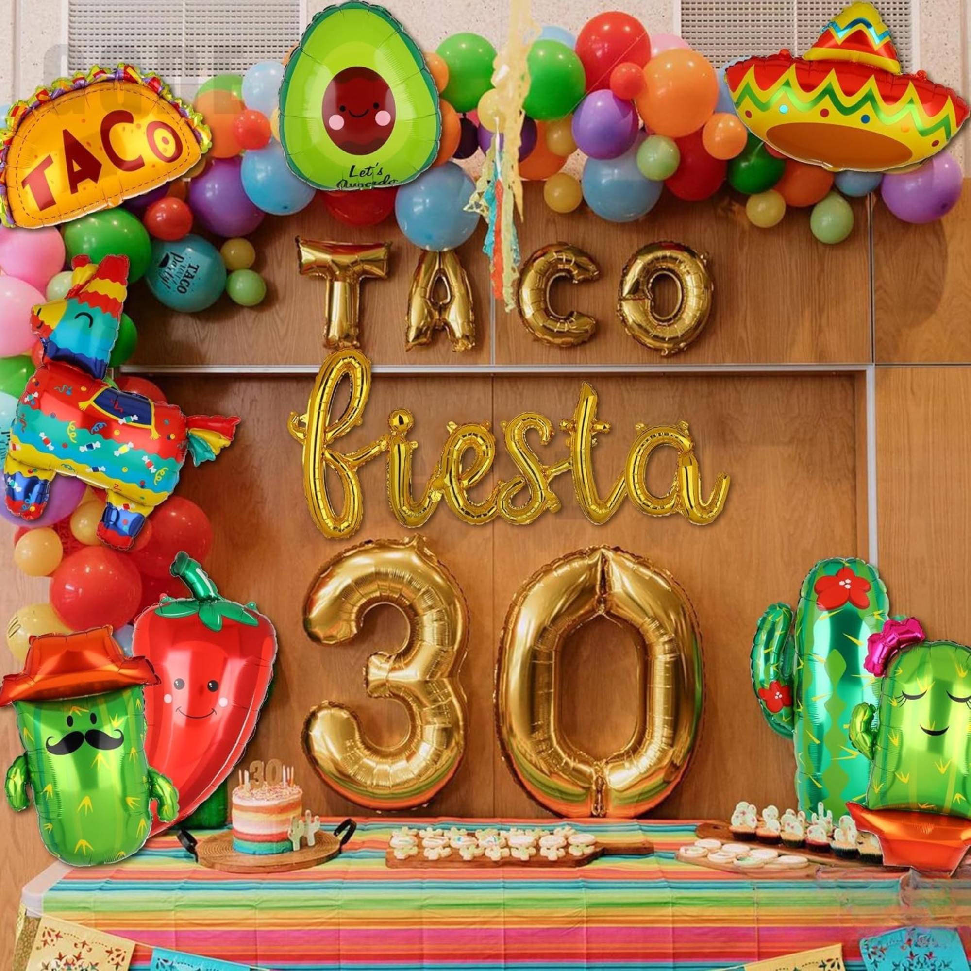 9Pcs Mexican Fiesta Balloon Set Taco Llama Cactus Cinco De Mayo Party Decor Kit