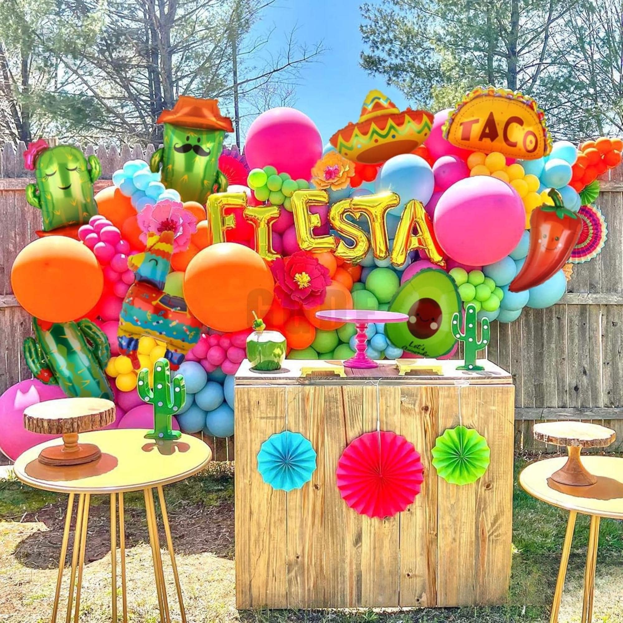 9Pcs Mexican Fiesta Balloon Set Taco Llama Cactus Cinco De Mayo Party Decor Kit