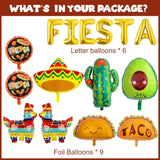 14Pcs Mexican Fiesta Balloon Set Cactus Avocado Sombrero Taco Party Decor