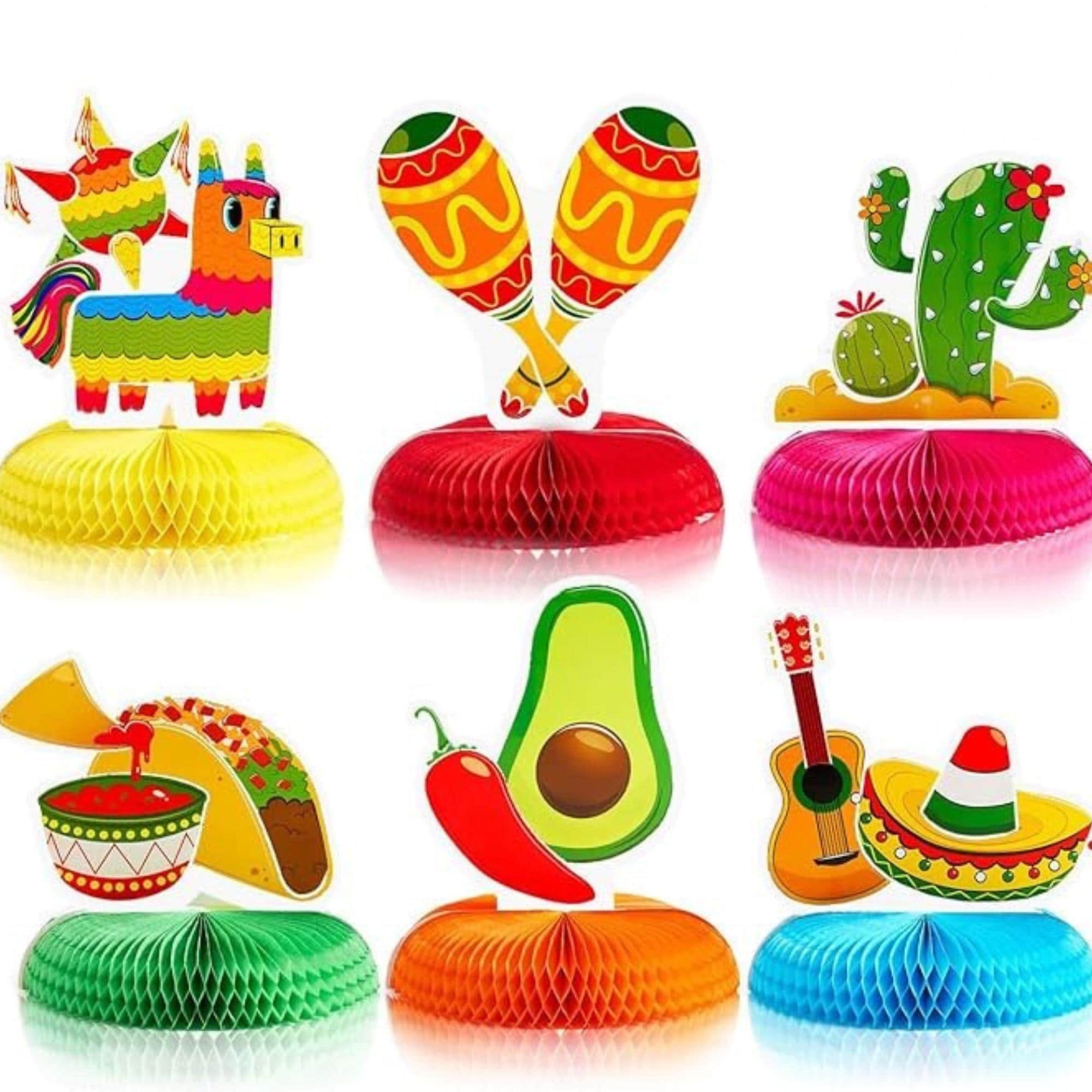 Cinco De Mayo Fiesta Honeycomb Table Centerpiece 8.5in Party Decor Supplies Set