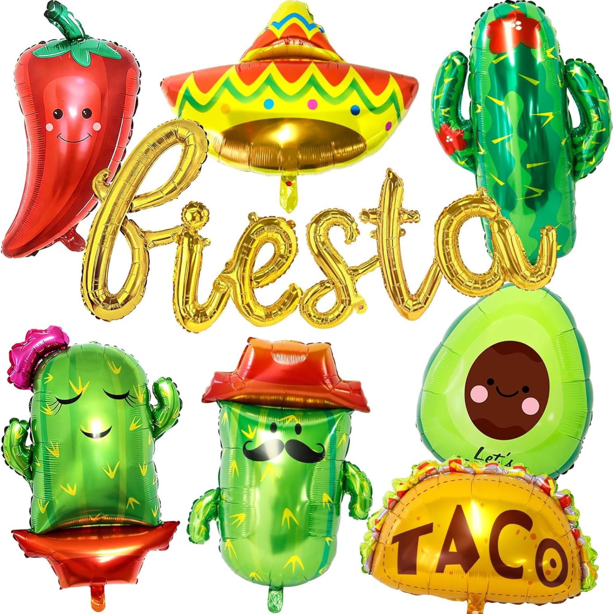 Fiesta Balloon Set Taco Cactus Avocado Sombrero Cinco De Mayo Party Decor Kit