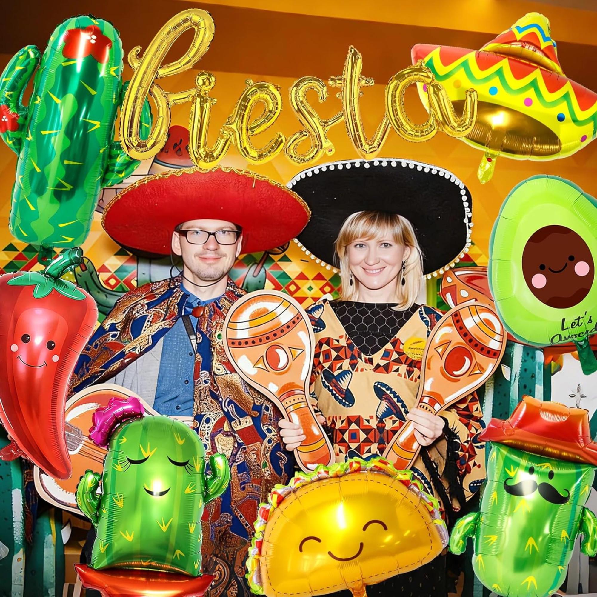 Fiesta Balloon Set Taco Cactus Avocado Sombrero Cinco De Mayo Party Decor Kit