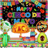 Fiesta Party Decorations Kit Banner Balloons Tablecloth Cinco De Mayo Set