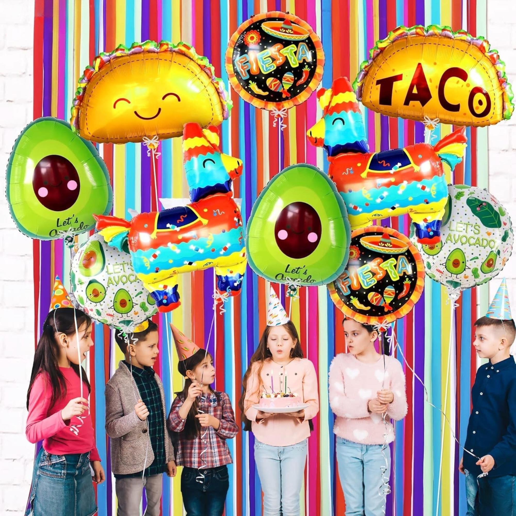 10Pcs Cinco De Mayo Fiesta Balloons Taco Llama Avocado Mexican Party Decor Set
