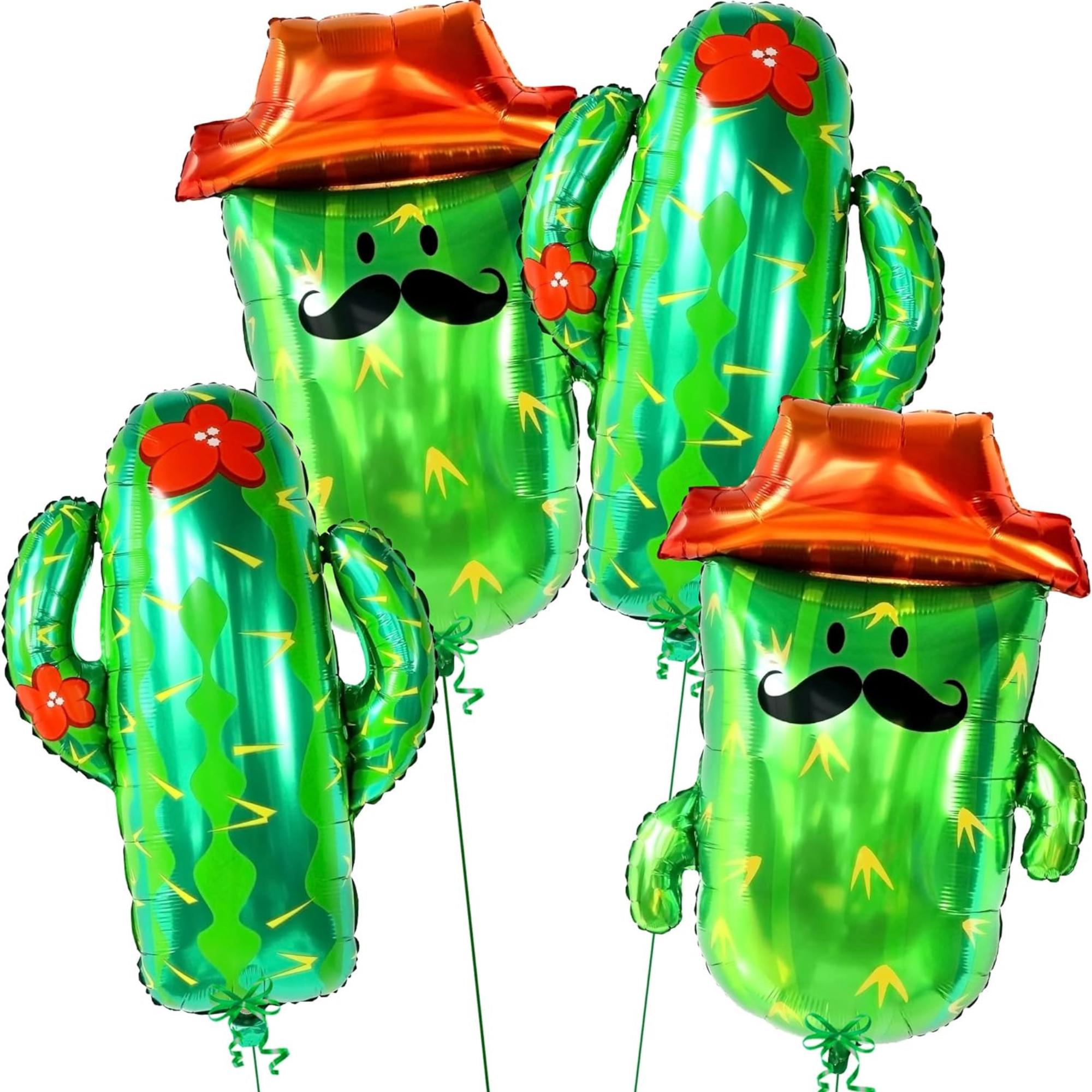 4Pcs Big 32 Inch Cactus Balloons Cinco De Mayo Fiesta Party Decorations Set