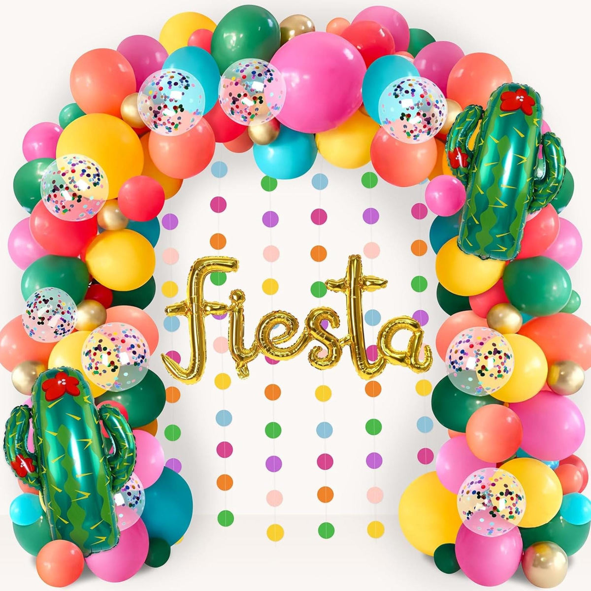 Fiesta Balloon Arch Kit Circle Dot Garland Cinco De Mayo Party Decor Set