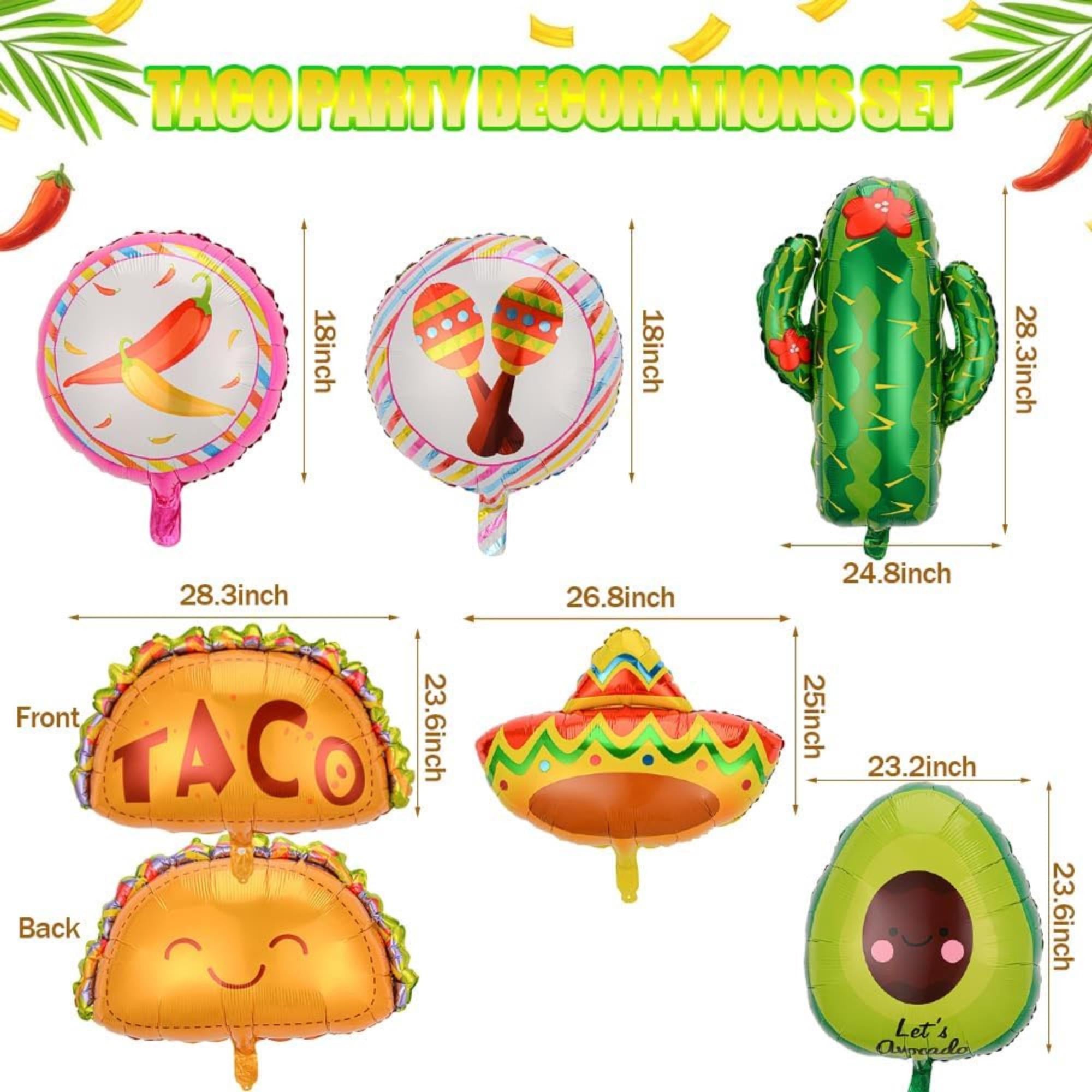 15Pcs Taco Bar Fiesta Balloon Kit Cactus Cinco De Mayo Birthday Party Decor Set