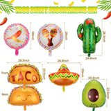 15Pcs Taco Bar Fiesta Balloon Kit Cactus Cinco De Mayo Birthday Party Decor Set