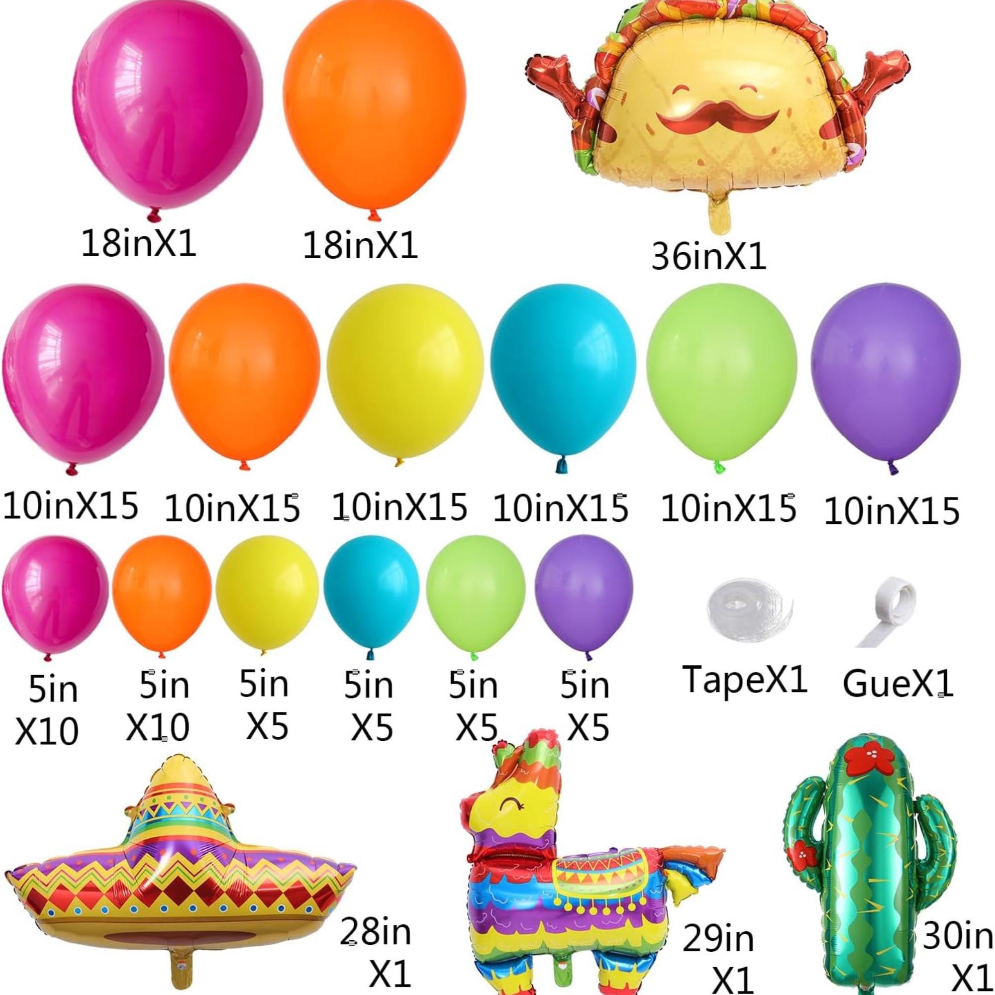 138Pcs Fiesta Balloon Arch Kit Llama Sombrero Taco Cactus Cinco De Mayo Decor